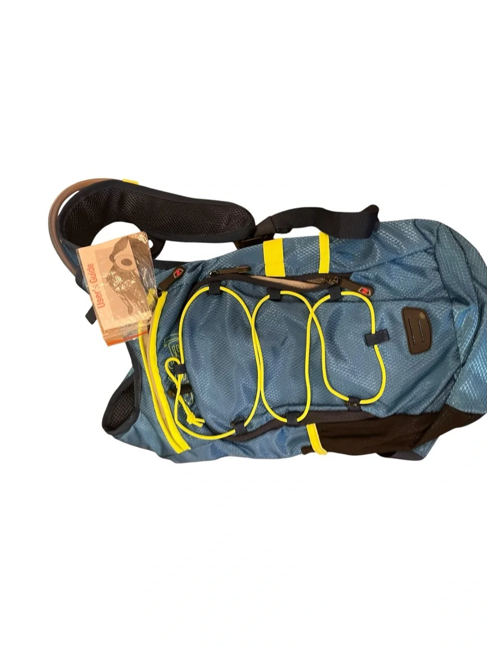 Men's Hydration Backpack in Blue with Yellow Accents